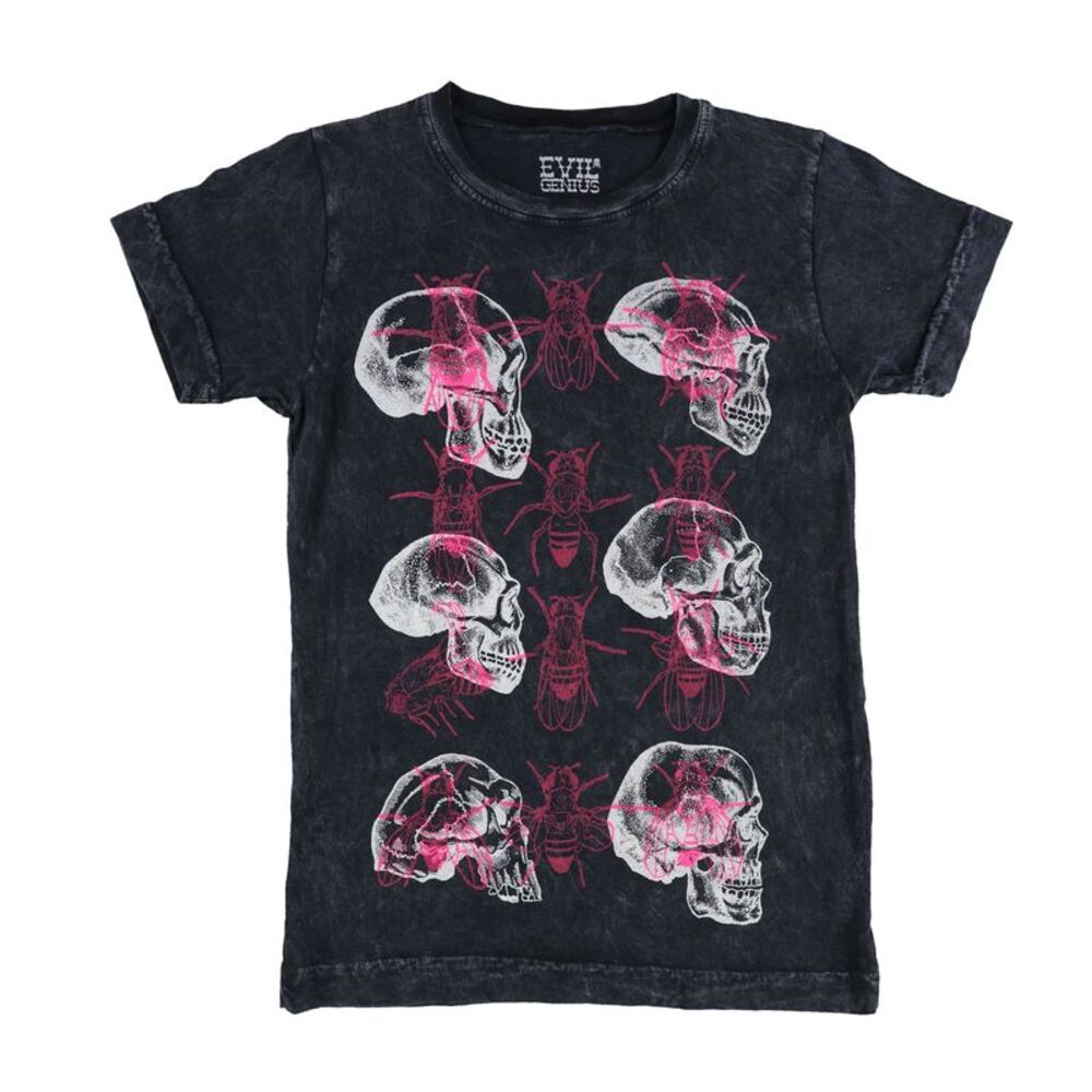 Evil Genius Boys Big Kids Acid Wash Bees & Skulls Graphic T-Shirt, NWT